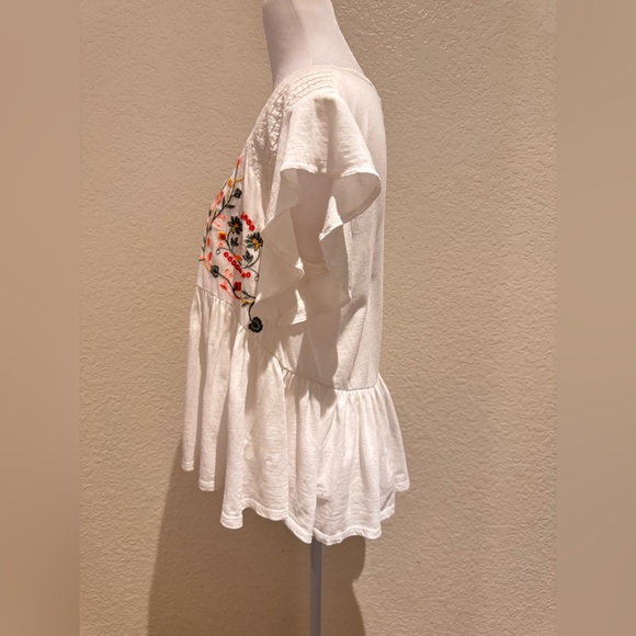 Lucky Brand White Embroidered Peplum Top – Size M - Picture 4 of 16